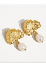 Flanerie Béatrice 18K Gold Non-Tarnish Floral Pearl Earrings