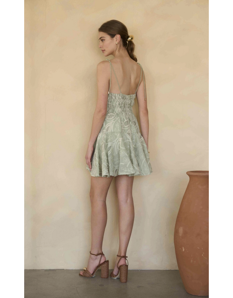 Moon River Elisa Eyelet Embroidery Mini Dress