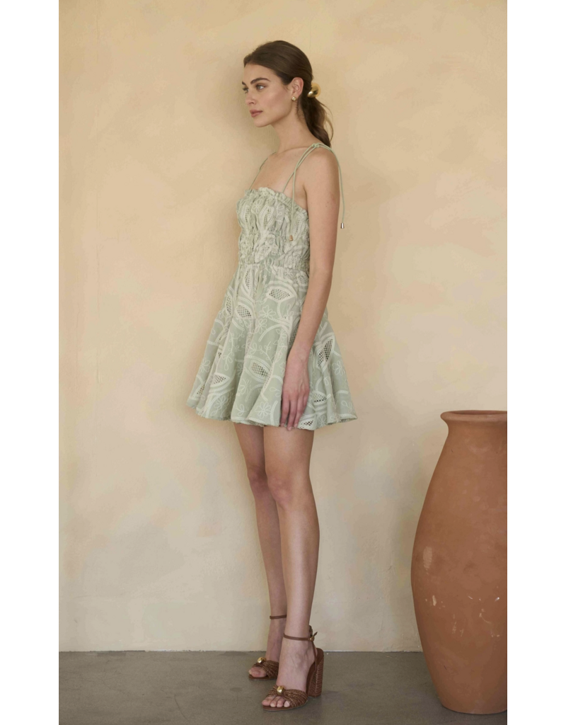 Moon River Elisa Eyelet Embroidery Mini Dress