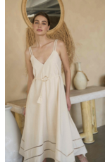 Moon River Ashley Asymmetric Belted Midi Dress