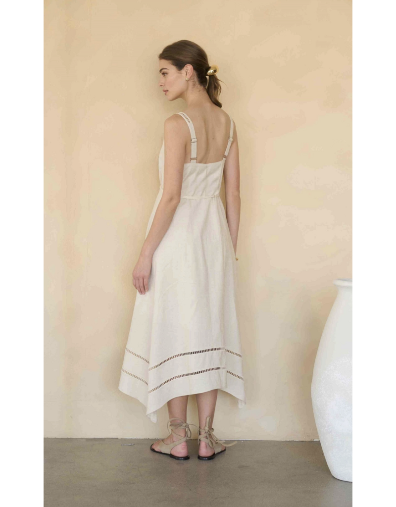 Moon River Ashley Asymmetric Belted Midi Dress