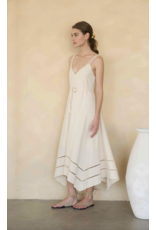 Moon River Ashley Asymmetric Belted Midi Dress