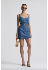 Avec Les Filles Stretch Denim Charm Embellished Bodycon Mini Dress
