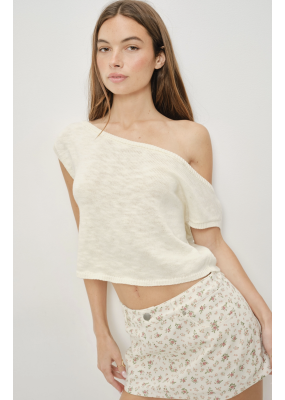 Pretty Garbage Faye Off Shoulder Knit Top