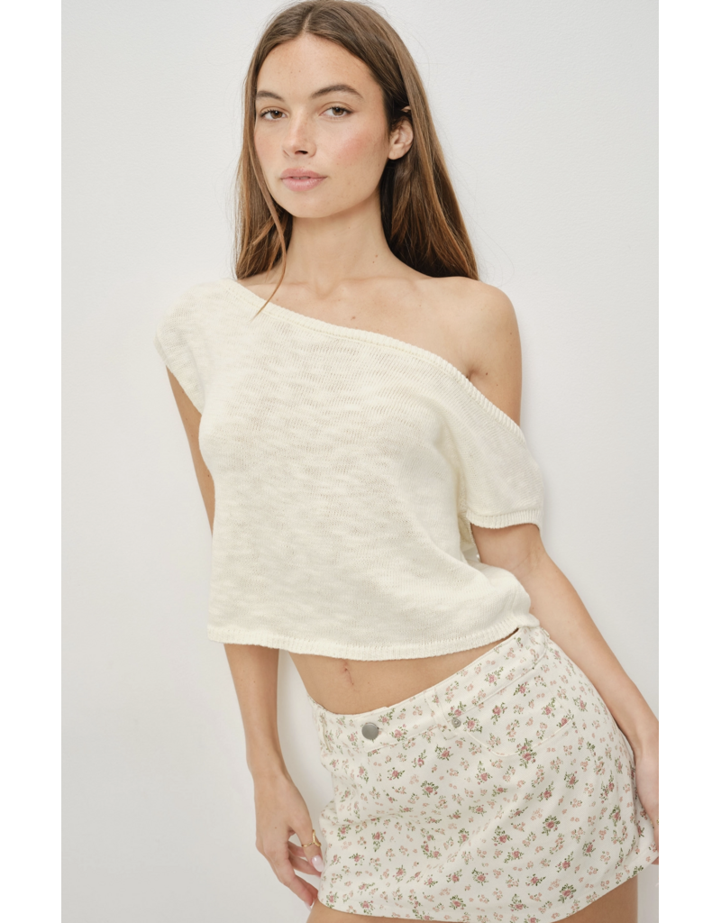 Pretty Garbage Faye Off Shoulder Knit Top