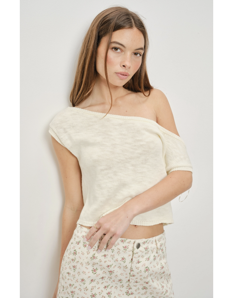 Pretty Garbage Faye Off Shoulder Knit Top