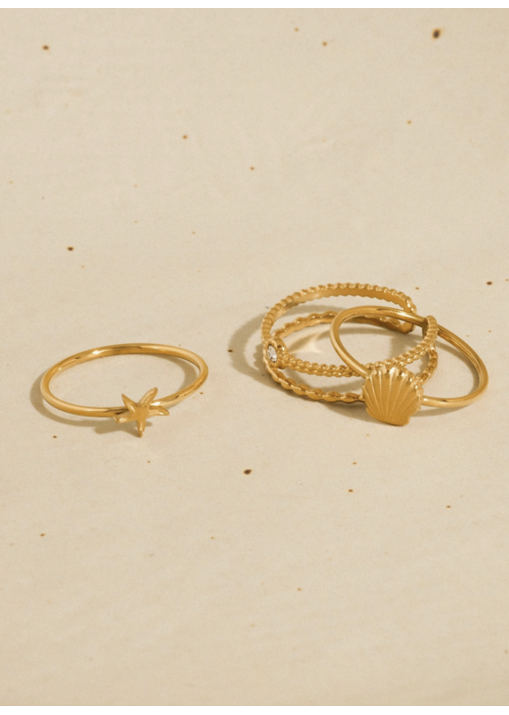 Flanerie Oslo 18K Gold Non-Tarnish Stackable Rings