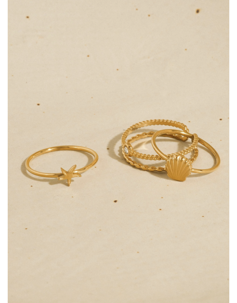 Flanerie Oslo 18K Gold Non-Tarnish Stackable Rings