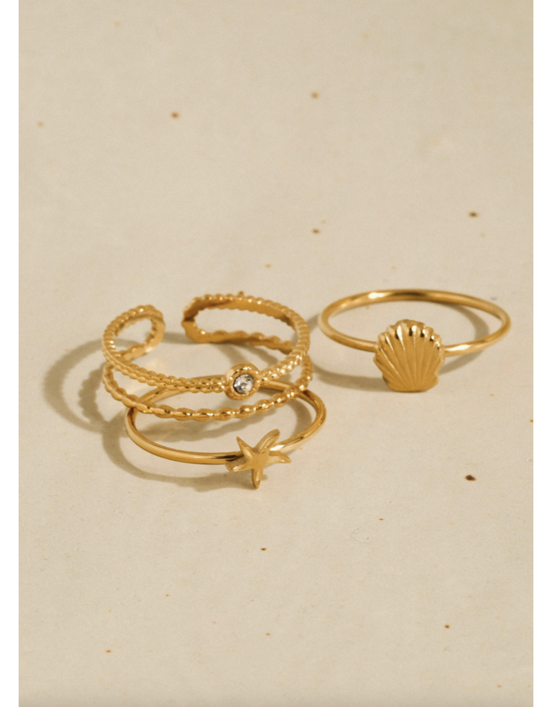 Flanerie Oslo 18K Gold Non-Tarnish Stackable Rings