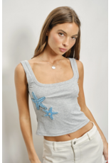 Pretty Garbage Elin Starfish Beaded Ribbed Tank Top