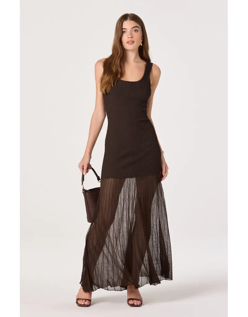 ASTR Glena Ribbed Knit Drop Waist Maxi Dress