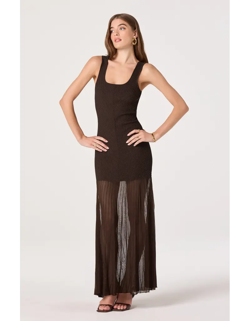 ASTR Glena Ribbed Knit Drop Waist Maxi Dress