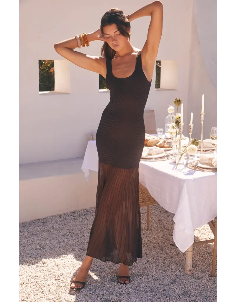 ASTR Glena Ribbed Knit Drop Waist Maxi Dress