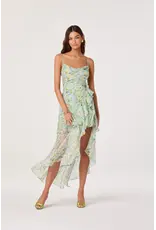 ASTR Candace Cowl Neck High-Low Chiffon Dress