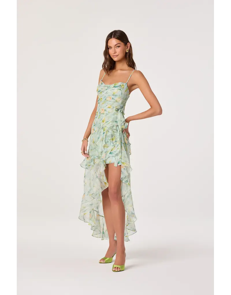 ASTR Candace Cowl Neck High-Low Chiffon Dress