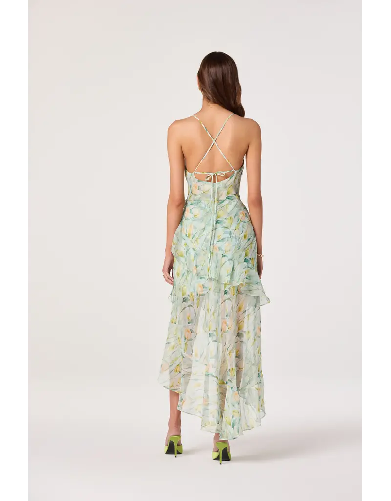 ASTR Candace Cowl Neck High-Low Chiffon Dress