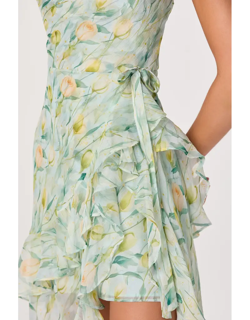 ASTR Candace Cowl Neck High-Low Chiffon Dress