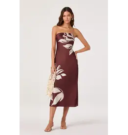 ASTR Annabeth Floral Satin Strapless Maxi Dress