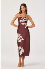 ASTR Annabeth Floral Satin Strapless Maxi Dress