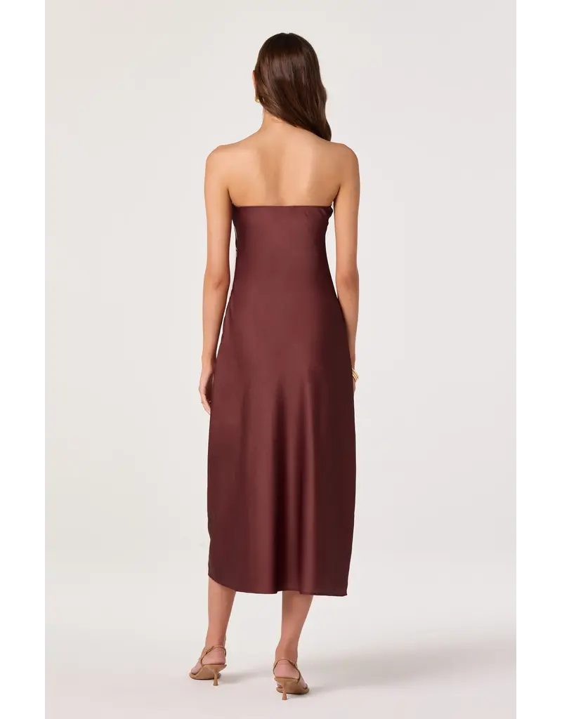 ASTR Annabeth Floral Satin Strapless Maxi Dress