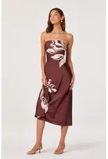 ASTR Annabeth Floral Satin Strapless Maxi Dress