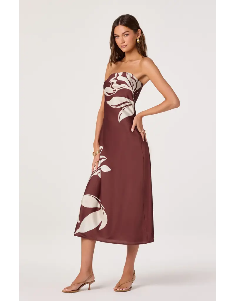 ASTR Annabeth Floral Satin Strapless Maxi Dress