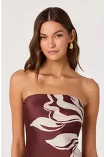 ASTR Annabeth Floral Satin Strapless Maxi Dress
