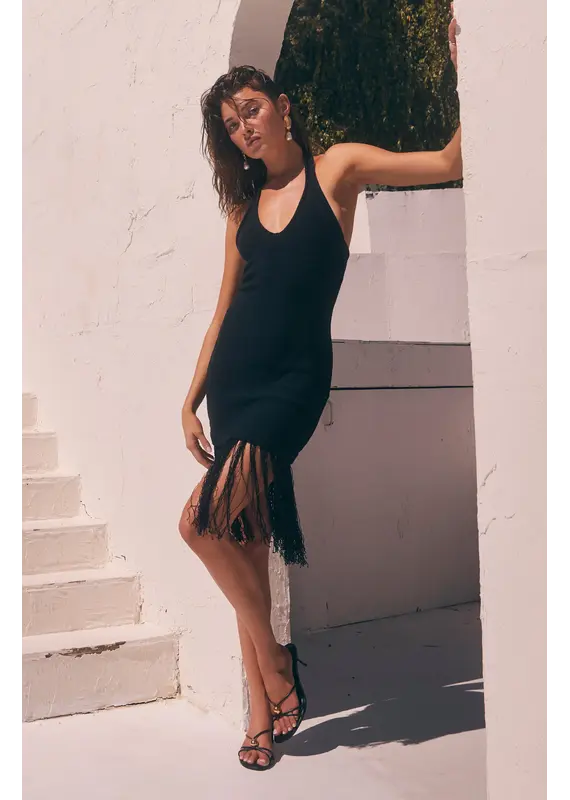 ASTR Kate Fringe Hem V-Neck Sweater Dress