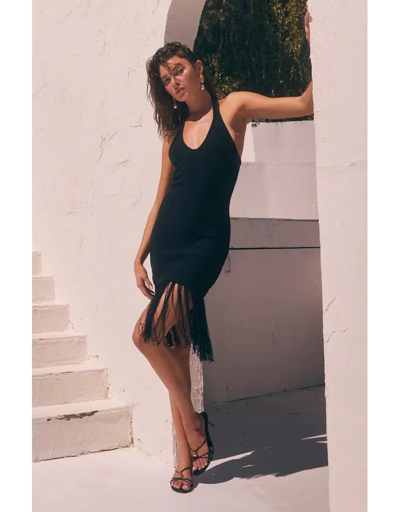 ASTR Kate Fringe Hem V-Neck Sweater Dress