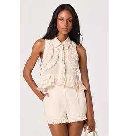 ASTR Nienna Eyelet Ruffle High-Rise Shorts