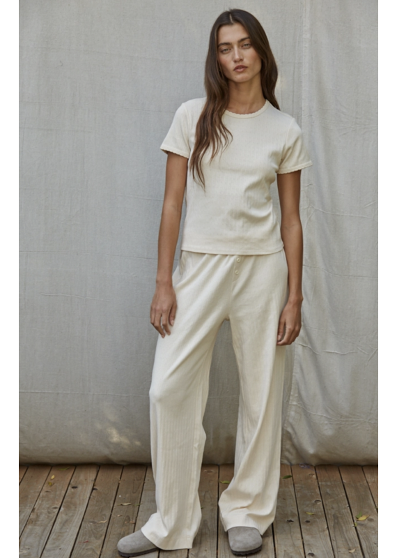 By Together Knit Cotton Pointelle T-shirt & Pant Set