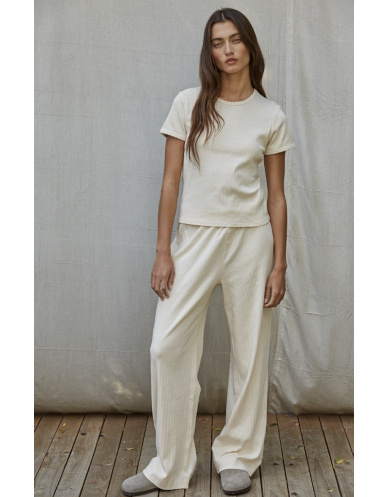 By Together Knit Cotton Pointelle T-shirt & Pant Set