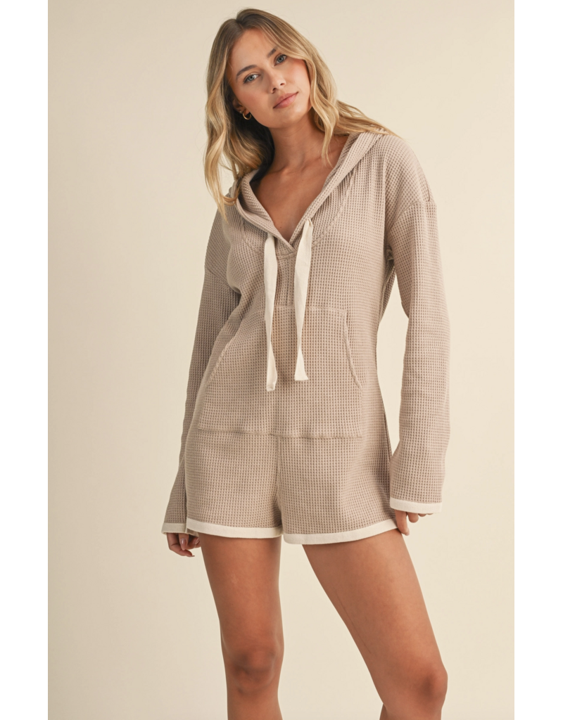 Hooded Waffle Knit Romper