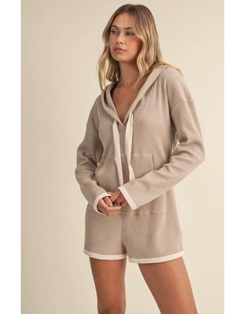Hooded Waffle Knit Romper