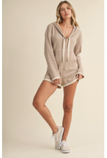 Hooded Waffle Knit Romper