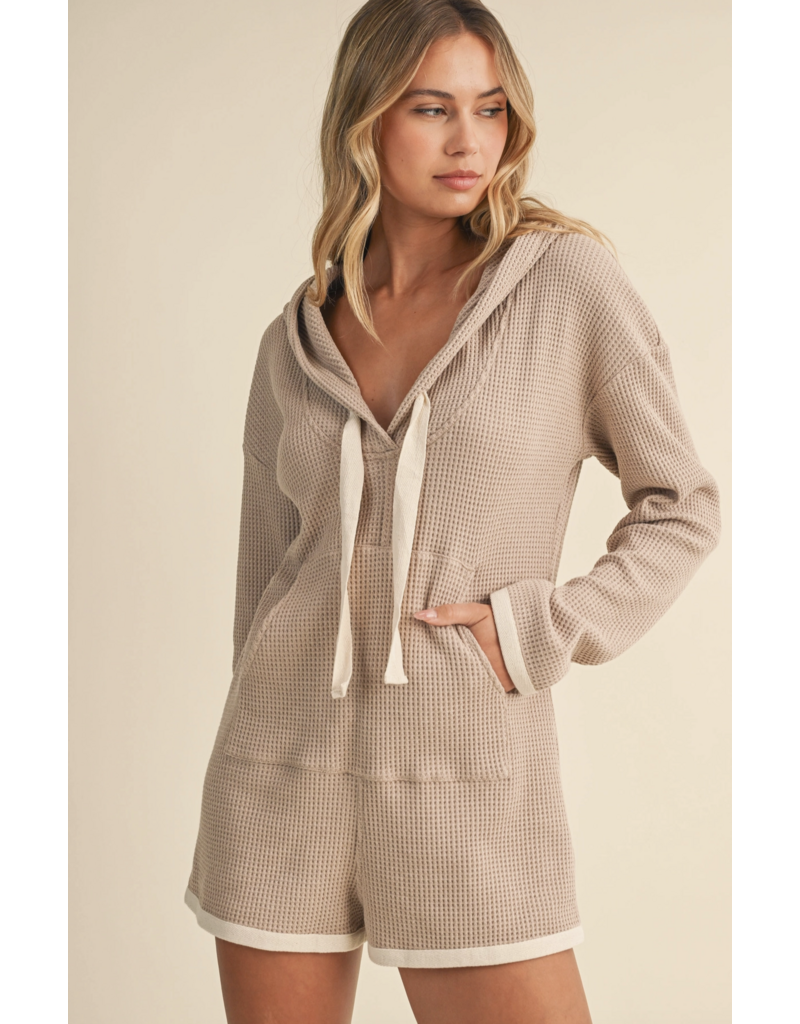 Hooded Waffle Knit Romper
