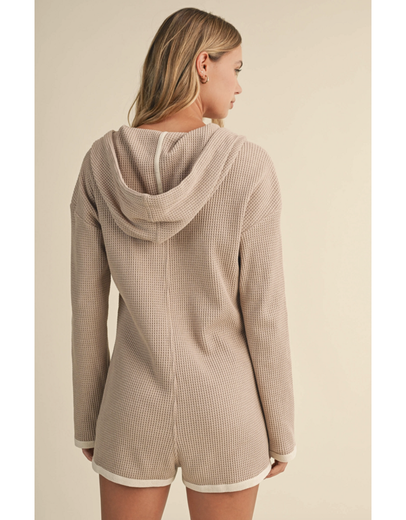Hooded Waffle Knit Romper