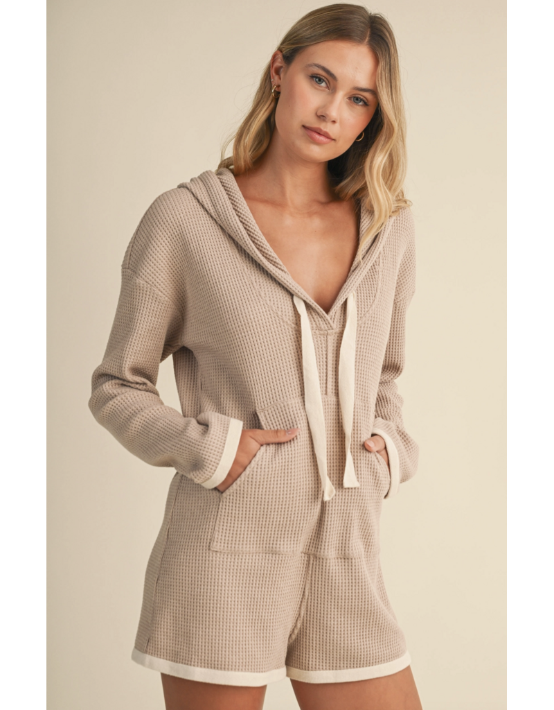 Hooded Waffle Knit Romper