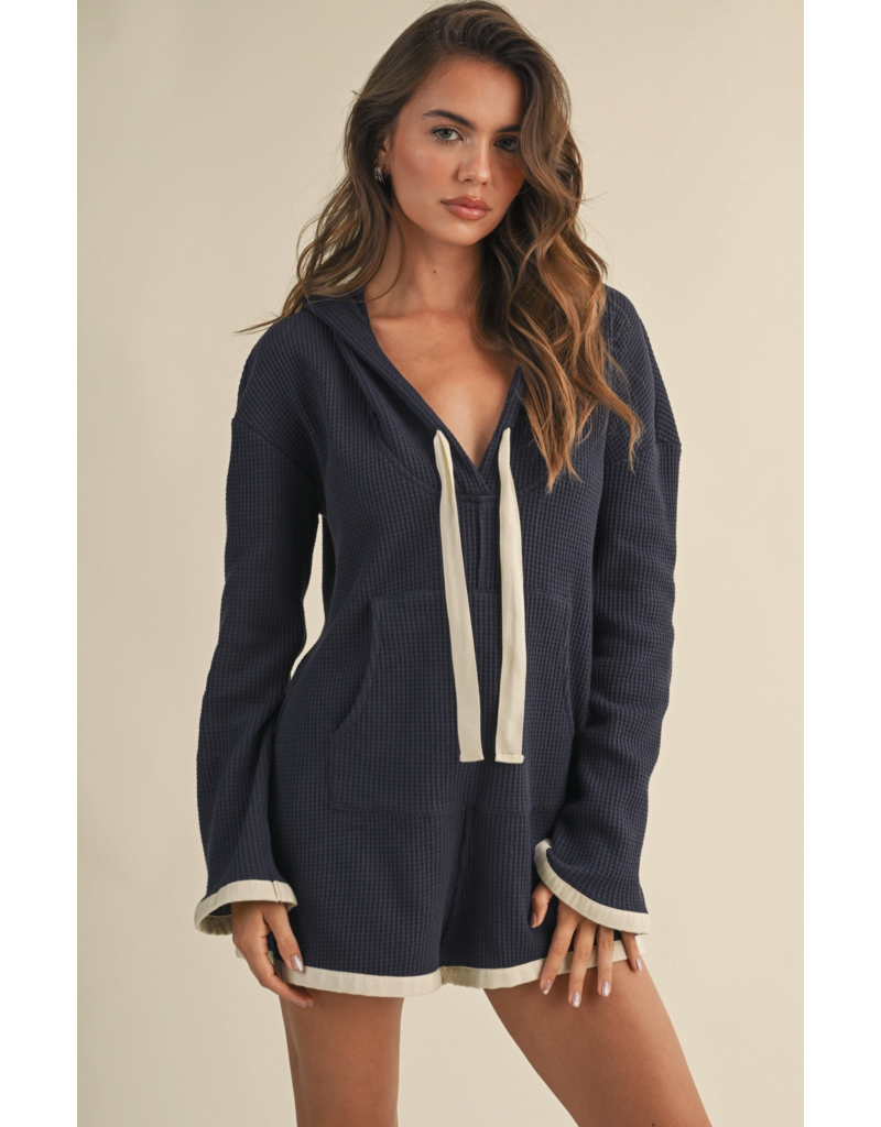 Hooded Waffle Knit Romper