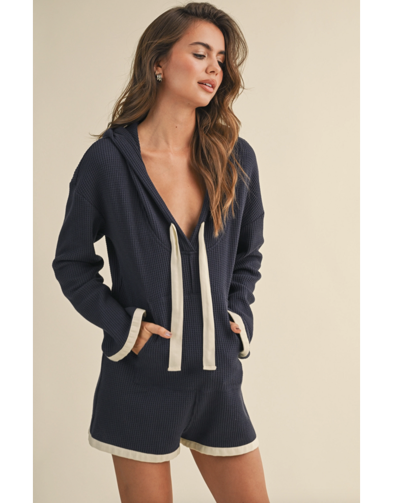 Hooded Waffle Knit Romper