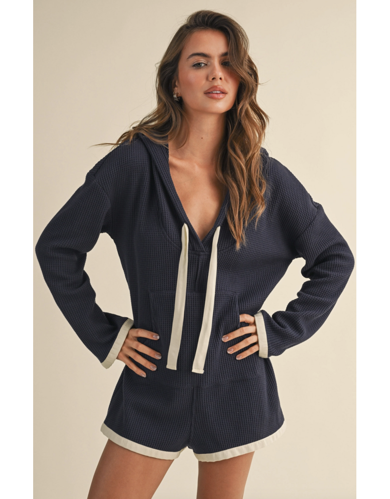 Hooded Waffle Knit Romper