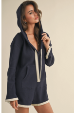 Hooded Waffle Knit Romper
