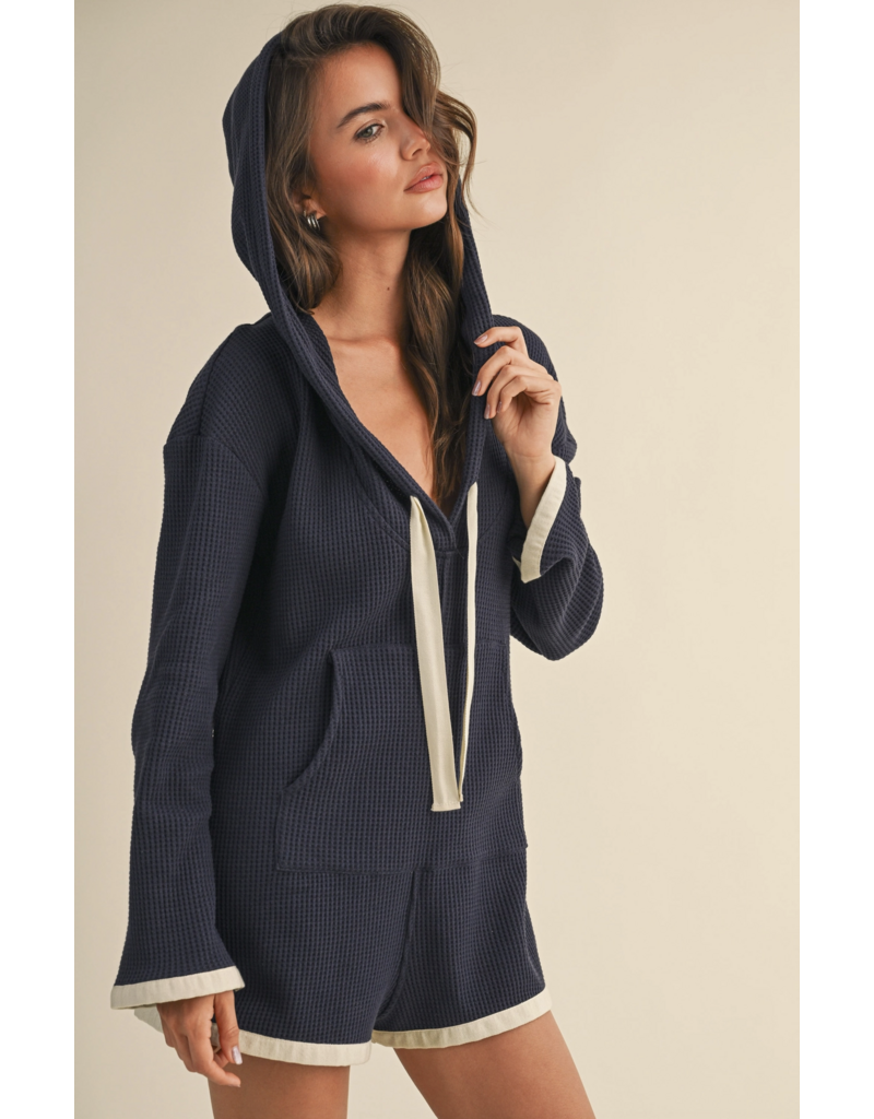 Hooded Waffle Knit Romper