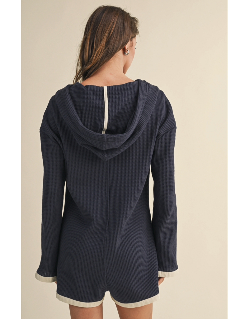 Hooded Waffle Knit Romper