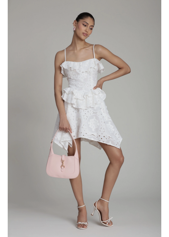 Avec Les Filles Broderie Anglaise Cotton Ruffle Mini Dress