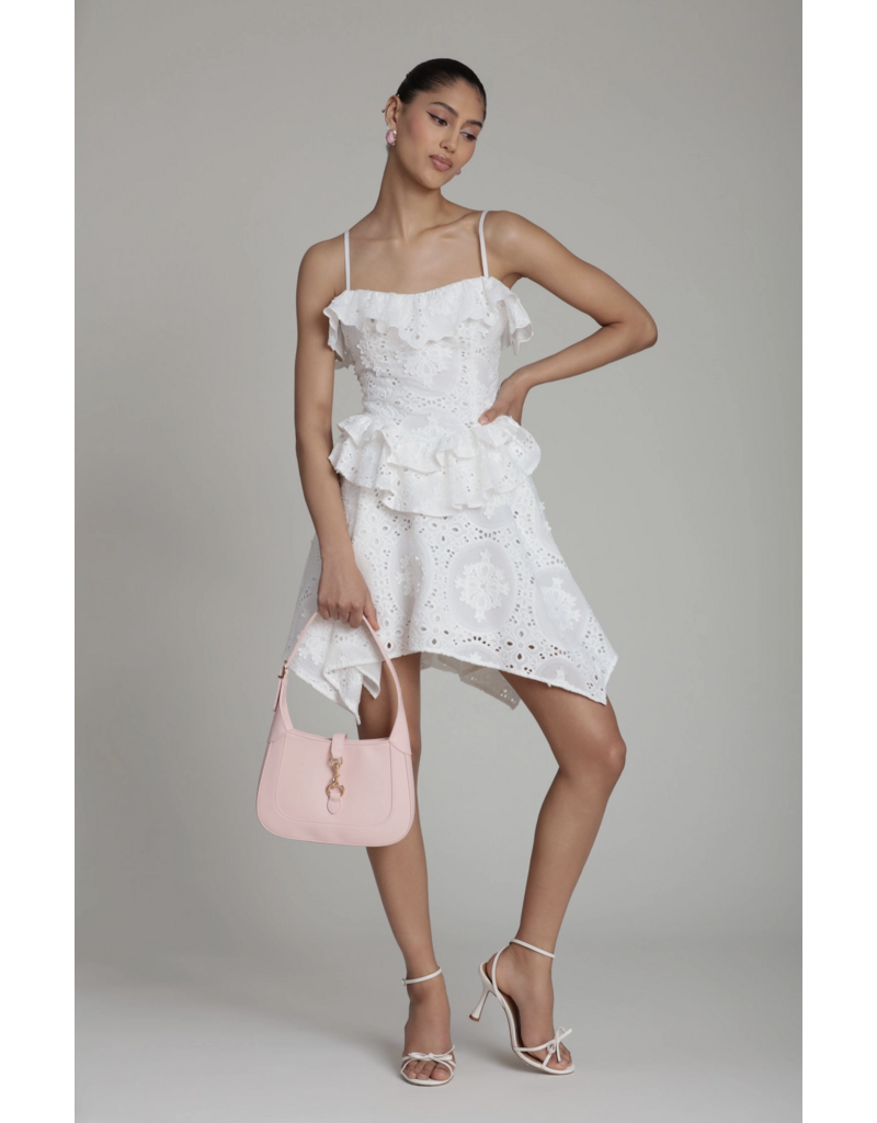 Avec Les Filles Broderie Anglaise Cotton Ruffle Mini Dress