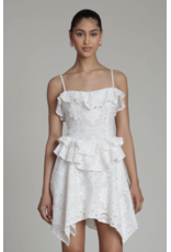 Avec Les Filles Broderie Anglaise Cotton Ruffle Mini Dress