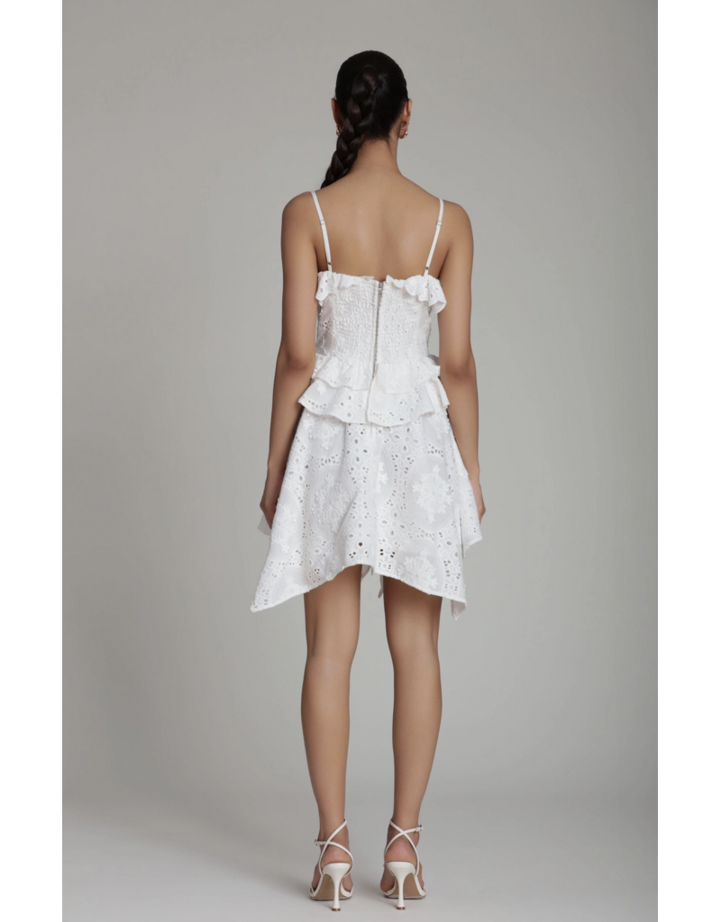 Avec Les Filles Broderie Anglaise Cotton Ruffle Mini Dress