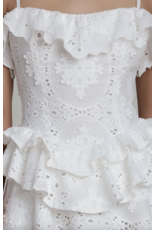 Avec Les Filles Broderie Anglaise Cotton Ruffle Mini Dress