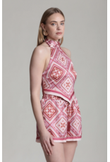 Avec Les Filles Lobster Pearl Scarf Hem Halter Top